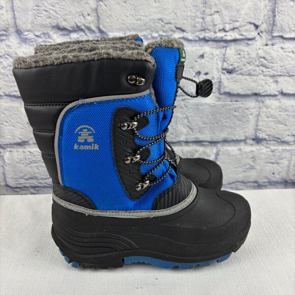 Kamik Boys Youth 4 Luke 3 Blue Black Insulated Waterproof Winter Snow Boots - Picture 2 of 12